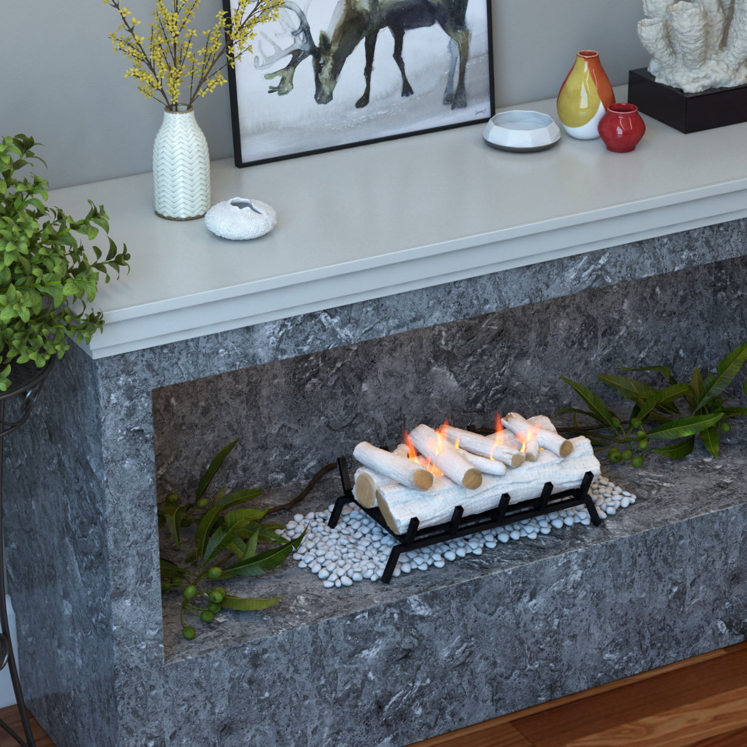 Regal Flame 18 Ethanol Fireplace Grate Log Set with Burner Insert for Easy  Conversion from Gas