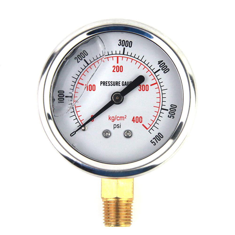 2-1/2 Clear dial,1/4NPT Bottom Connection UHARBOUR Glycerin Filled Vacuum Pressure Gauge Stainless Steel Case Brass Movement Dual Scales -30HG/30PSI