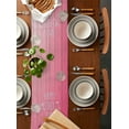 thumbnail image 2 of Table Runner Dresser Scarves 108 Inch Long, Happy Mother's Day Pink Love Heart Linen Dining Table Runners Blossom Flowers on Wood Board Tabletop Scarf for Wedding Holiday Party Kitchen, 2 of 7