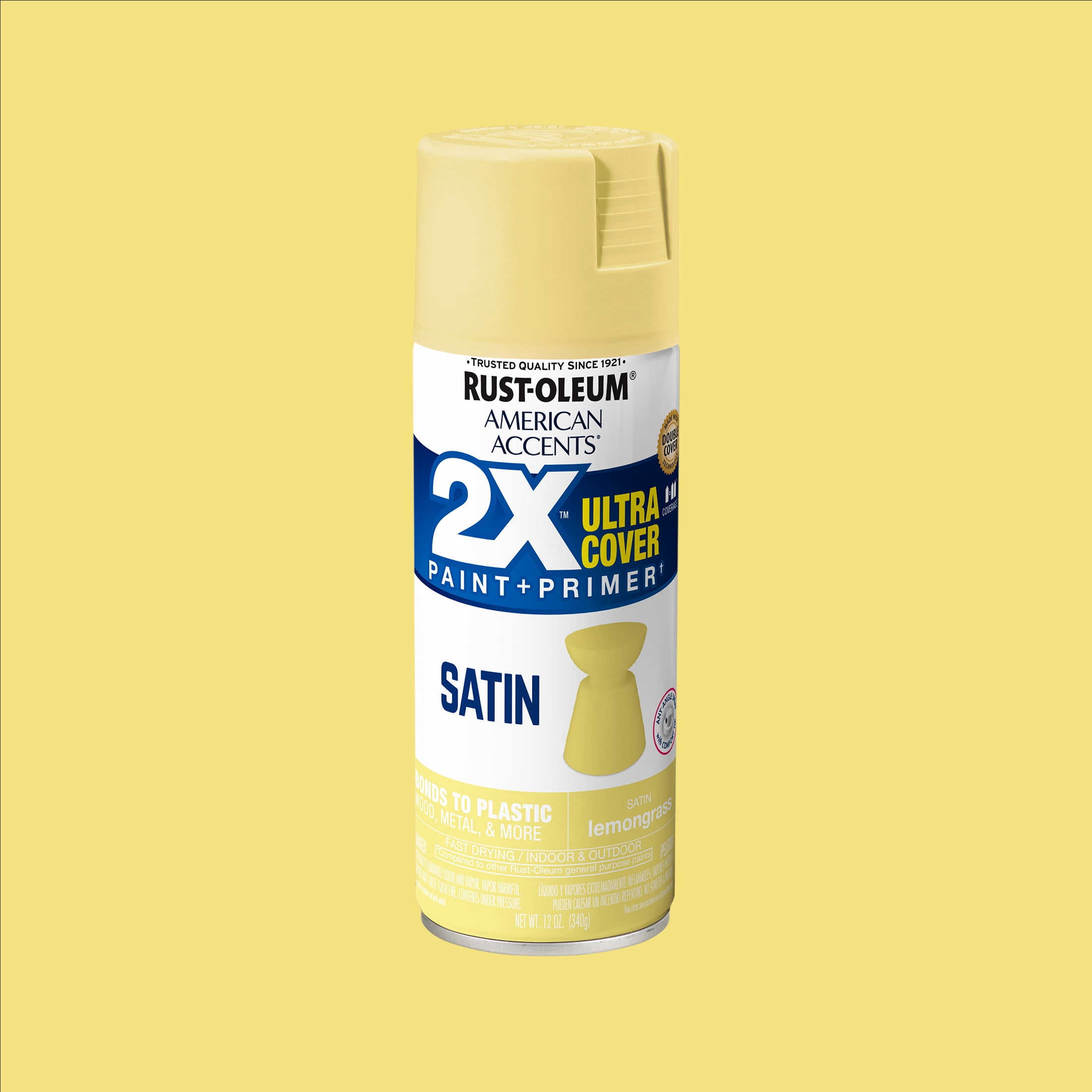 (6 pack) Lemongrass, Rust-Oleum American Accents 2X Ultra Cover Satin Spray Paint-376185, 12 oz