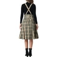 thumbnail image 3 of INSPIRE CHIC Overall Plaid Dress for Women's Christmas Tartan Pinafore Suspender Skirt L Khaki, 3 of 5