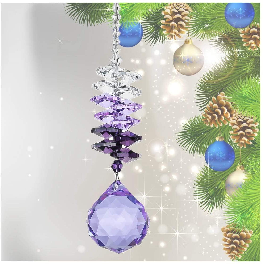 H&D HYALINE & DORA Hanging Crystal Suncatcher w/ 30mm Purple Crystal Prism  Ball 