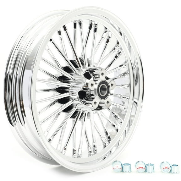 16"x 3.5" Chrome Fat Spoke Rear Cast Wheel for Harley Dyna Softail Touring Bagger Road King Glide