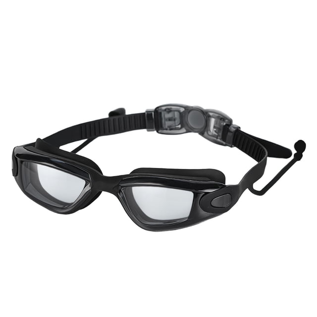 Gafas de natación transparentes de moda para adultos, gafas de piscina antivaho, de natación para playa, surf, kayak y actividades al aire libre. Negro