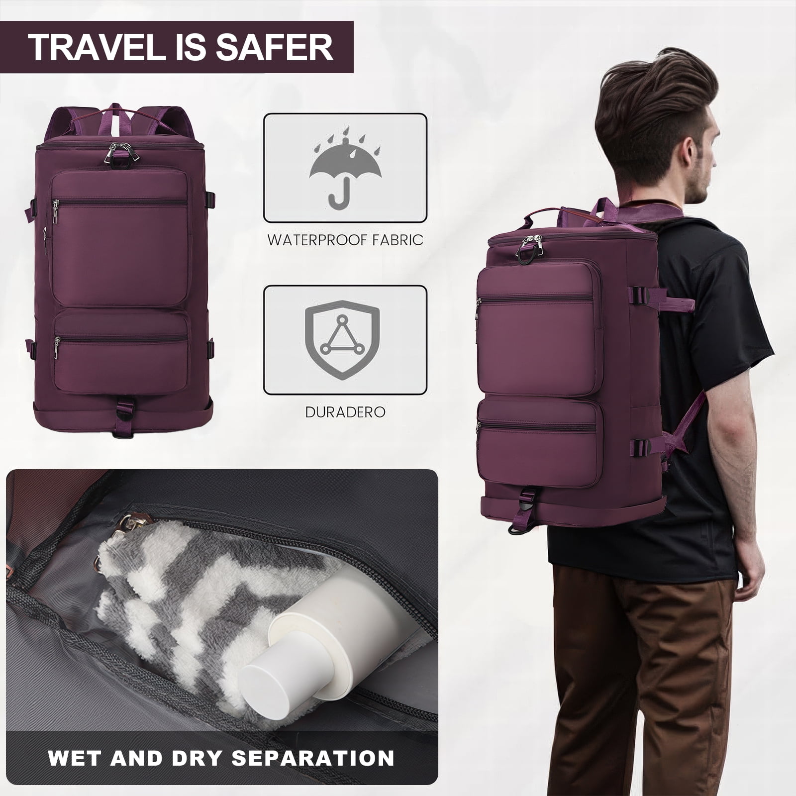 Gynky Duffle Bag Gym Bags Waterproof Sports Duffel Bags Travel Weekender Bag for Men Women Overnight Bag with Shoes Compartment
