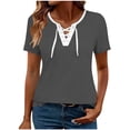 thumbnail image 3 of Favoffer Womens Short Sleeve Tops V Neck Tie Front Cross Wrap Loose Fit Casual Blouses Light Shirts for Daily Party Dating Shopping, 3 of 5