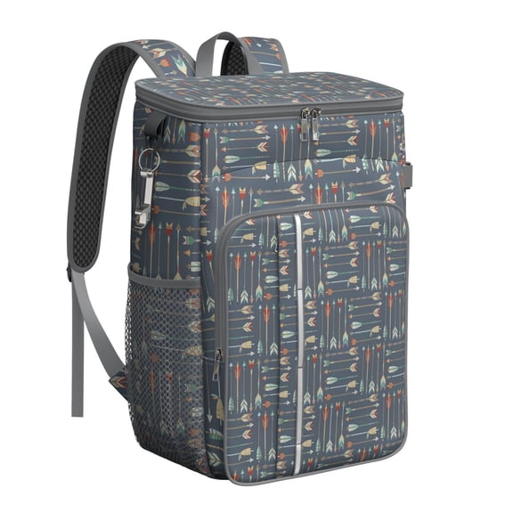 Earthy Bohemian Style Insulated Backpack Cooler - 20L Soft Cooler Bag, Boho Chic for Camping