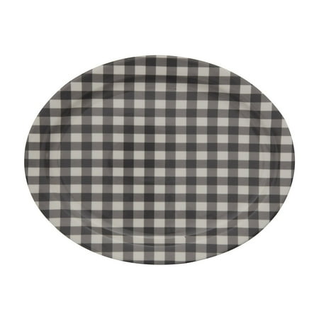 - 3R Studios Black and White Gingham Stoneware Platter