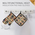 thumbnail image 4 of Yayeee Oven Mitts and Pot Holder Set of 2 Heat Resistant Kitchen Gloves Baking Hot Pad, Red Geometric, 4 of 5