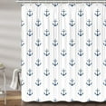 thumbnail image 2 of Nautical Anchor Shower Curtain for Bathroom, Navy Blue White Beach Coastal Beachy Fabric Shower Curtains Set Decorative, Ocean Men Boys Kids Restroom Decor Accessories Hooks Included 72x72 Inch, 2 of 6