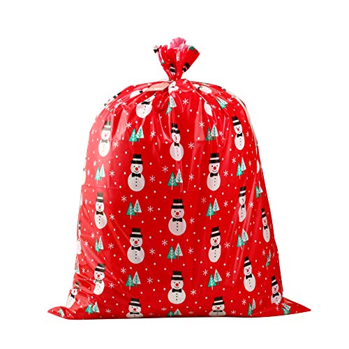 CCINEE Giant Christmas Plastic Gift Bag, 1 PC Christmas Red Snowman Plastic Celebration Gift Bag