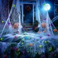 thumbnail image 4 of Zoxiy Glow in The Dark Halloween Spider Web Decorations, Stretchable Fluorescent Luminous Cotton Cobweb, Flexible DIY Halloween Decor MaterialFestive Cobweb for Party Scene Display Holiday Layout, 4 of 8