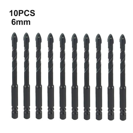 

10pcs 6mm Tile Drill Bit Glass Ceramic Hex Shank Cross Spear Head for Tile Brick