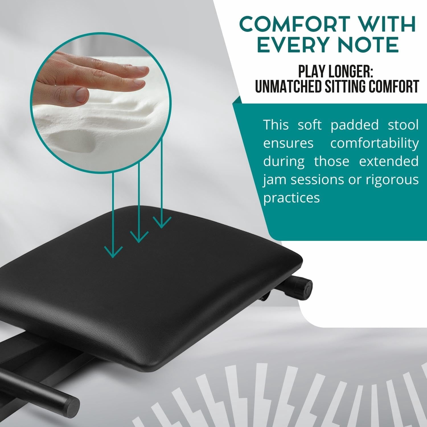Foldable Piano Bench - Adjustable Keyboard Seat & Musician Stool Anti-slip Chair Durable Comfortable Padded Folding Stoo