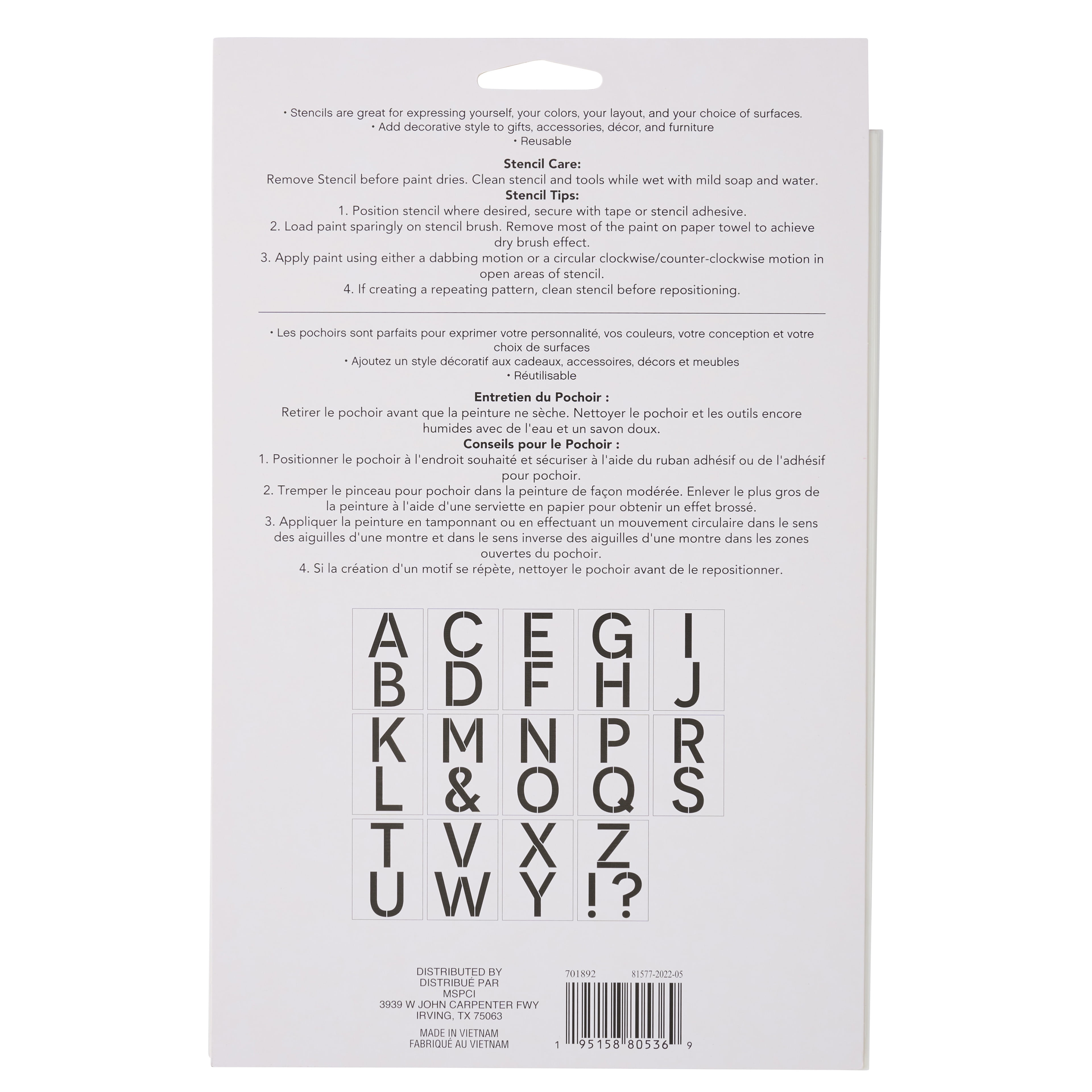 Craft Smart 4.5" Classic Caps Alphabet Stencils - Reusable Plastic, 29 Designs per Pack, 14 Sheets Each - Ideal for DIY Crafts, Decor, Furniture & Gifts, 6 Pack
