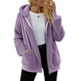 thumbnail image 4 of Womens Fleece Jacket Fall Winter Oversized Lightweight Zip Up Hooded Fuzzy Casual Coats With Pockets Outerwear, 4 of 7
