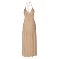thumbnail image 5 of Laqbezok Sexy Bodysuit and Skirt 2 Piece Set for Women, Backless Halter V-Neck Top & High Slit Maxi Skirt Summer Outfit, Casual Beach Party Clubwear, Solid Color Vacation Dress, 5 of 7