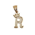 thumbnail image 3 of Cadena y dije de brillos con corona de oro laminado letra R, 3 of 6