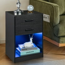 UWR-Nite Nightstand with Charging Station, Night Stand with 2 Drawers and Open Storage, Modern Design End Side Table for Bedroom, Living Room