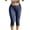 Blue, variant on Zulora Women's Summer Polka Dot Capri Pants Elastic Waist with Side Slit Slim Fit Cropped Trousers Casual Stretch Leggings for Yoga Running Hiking Outdoor Activities Breathable Comfortable Design