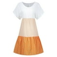 thumbnail image 3 of Femmes Grande Taille Robe d'Été Fluide de Vacances de Mode Bande Patchwork à Pois à Manches Courtes Beach Party Robes Amples, 3 of 9