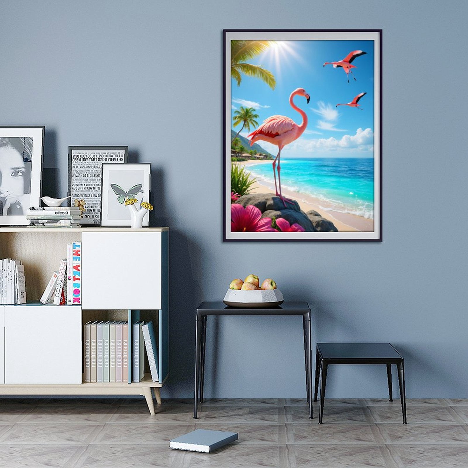 Diamond Art Kits for Adults - 5d Tropical Beach Flamingos Palm Sky Diamond Painting for Adults, Diamond Art for Adults Beginners, Diamond Painting Kits for Adults for Home Wall Decor