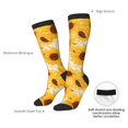 thumbnail image 4 of Xecao Vintage Marble Pattern Sunflower print thigh-high socks, crafted for both men and women with a stretchy, high-opaque design perfect for daily wear, 4 of 6