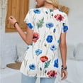 thumbnail image 5 of Itsame Short Shirt Sleeved Tops for Womens T-Shirt Printed V-neck Blouses White Size 2XL, 5 of 5