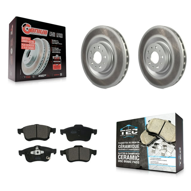 Transit Auto Front Coated Disc Brake Rotors and Ceramic Pads Kit for Car 2014-2020 Fiat 500L KGT-101842
