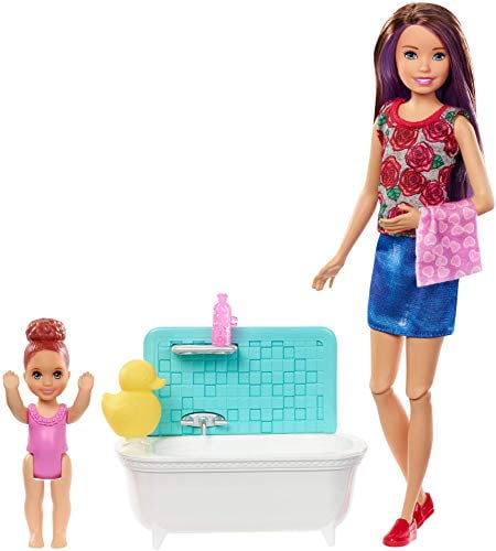 Barbie Skipper Babysitters Inc Playset With Bathtub Babysitting Skipper Doll And Small Toddler Doll With Button To Move Arms And Splash Plus Themed Accessories Gift For 3 To 7 Year Olds Walmart Com