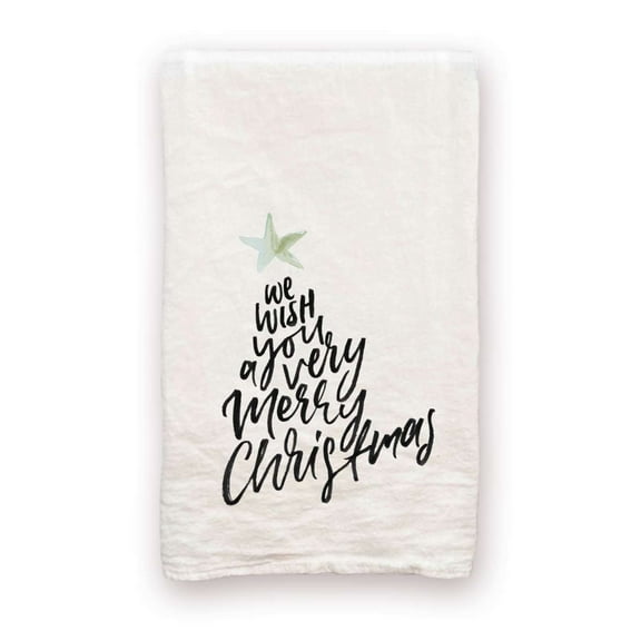 We Wish You a Merry Christmas - 100% Cotton Decorative Tea Towel Flour Sack Christmas Gift