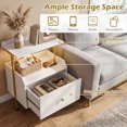 thumbnail image 5 of Giantex Nightstand w/LED Lights & Charging Station, Bedside Table w/Storage Shelves, White, 5 of 8