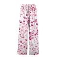 thumbnail image 5 of TRUBKH boho pants for women High Waist Wide Leg Pants Floral Solid Long Palazzo Pants Women Summer Print Boho Palazzo Pants High Waist Trousers With Pockets beach pants plus size pants Hot Pink S, 5 of 6