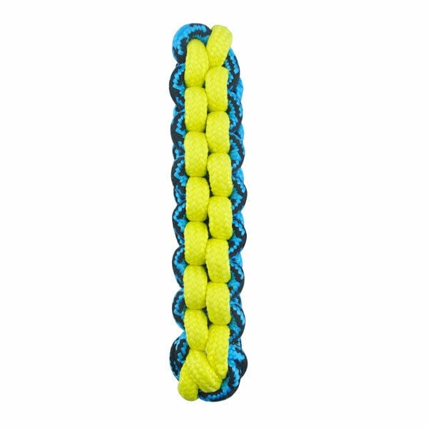 Paracord Rope Dog Toys Tough Fetch Stick Braided Chew Tug Choose Color 10 1/4" (Yellow / Blue