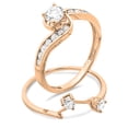 thumbnail image 3 of Dazzlingrock Collection 0.90 Carat (ctw) 18k Round Diamond Ladies Swirl Bridal Engagement Ring Matching Band Set, Rose Gold, Size 6, 3 of 4