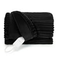 thumbnail image 1 of Sunbeam Extra Long Heated Throw Blanket Ribbed Velvet 4 Heat Settings Auto-Off Black 50 x 70, 1 of 15