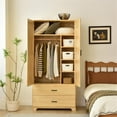 thumbnail image 5 of Better Home Products Pine Wood Closet with Raised Doors and 2-Drawers in Natural, 5 of 8