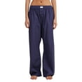 thumbnail image 2 of Elippeo Women Summer Leisure Baggy Pants Elastic Waist Button Wide Leg Plaid/Striped Pants, 2 of 9