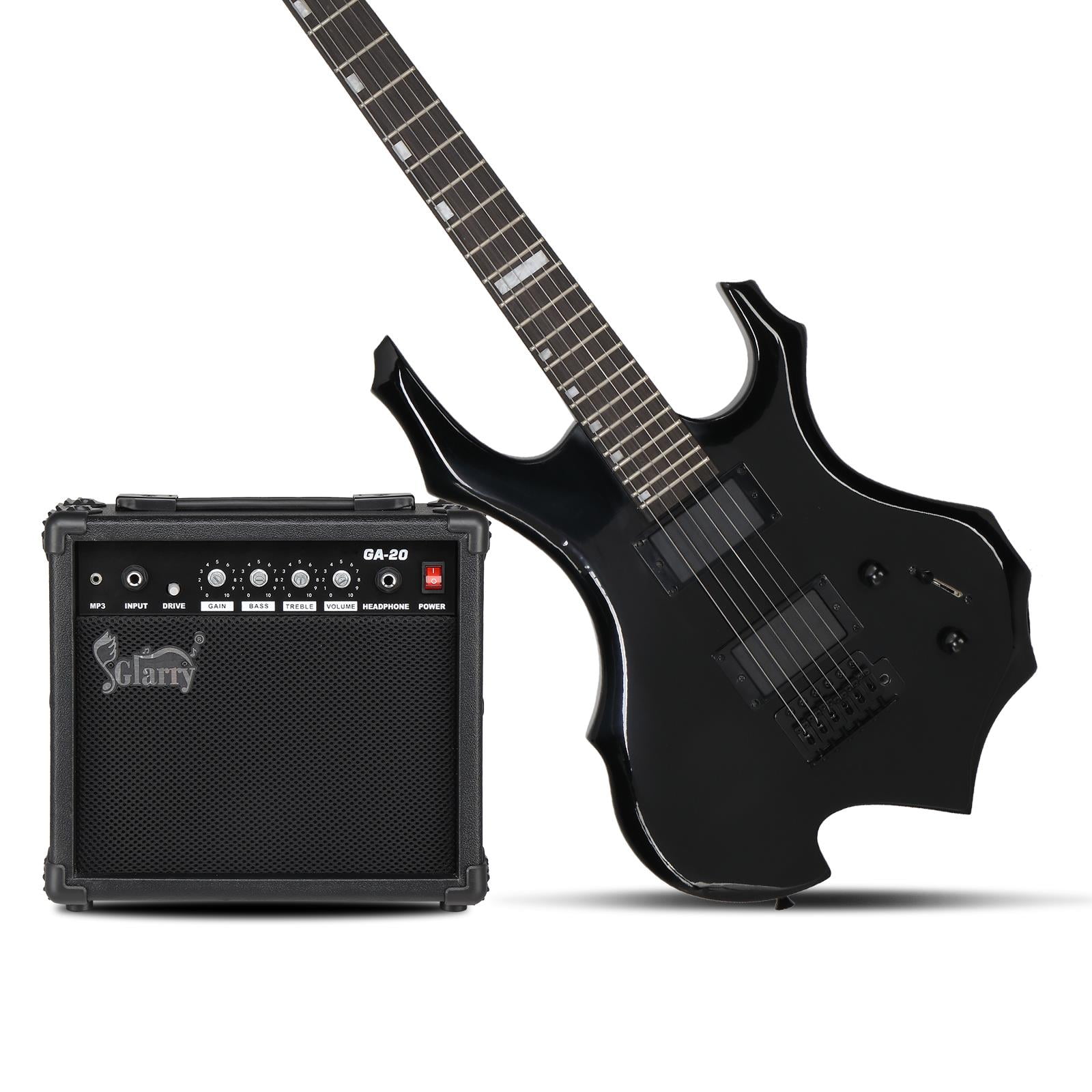Glarry Right Handed Beginner Electric Guitar Kit with 20W AMP, Tremolo