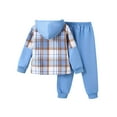 thumbnail image 3 of Fdqin Boys Outfit Sets 2Pcs Flannel Plaid Shirt and Pants Set Hoodie Sweatsuit for Fall Winter Spring Kids Clothes Blue 4-5T, 3 of 10