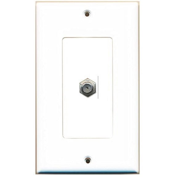 RiteAV Coax Wall Plate 1 Gang Decorative - White