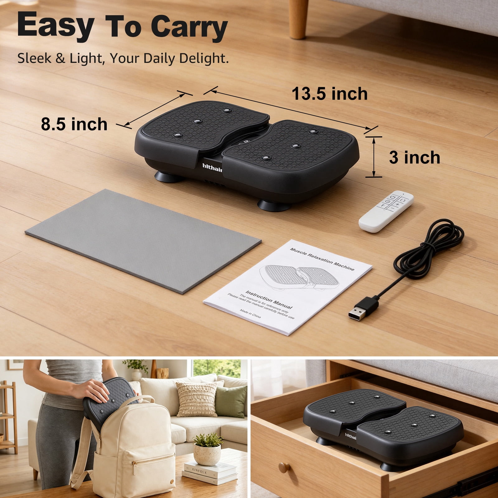 Hlthair Mini Vibration Plate Machine For Lymphatic Drainage, Shake Plate Exercise Machine Fat Burner For Weight Loss, Portable Shaking Whole Body Workout Vibration Platform for Home Gym 1 Piece