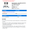 thumbnail image 2 of Brake Pad Set - Compatible with 2014 - 2018 BMW 328d Base 2015 2016 2017, 2 of 2