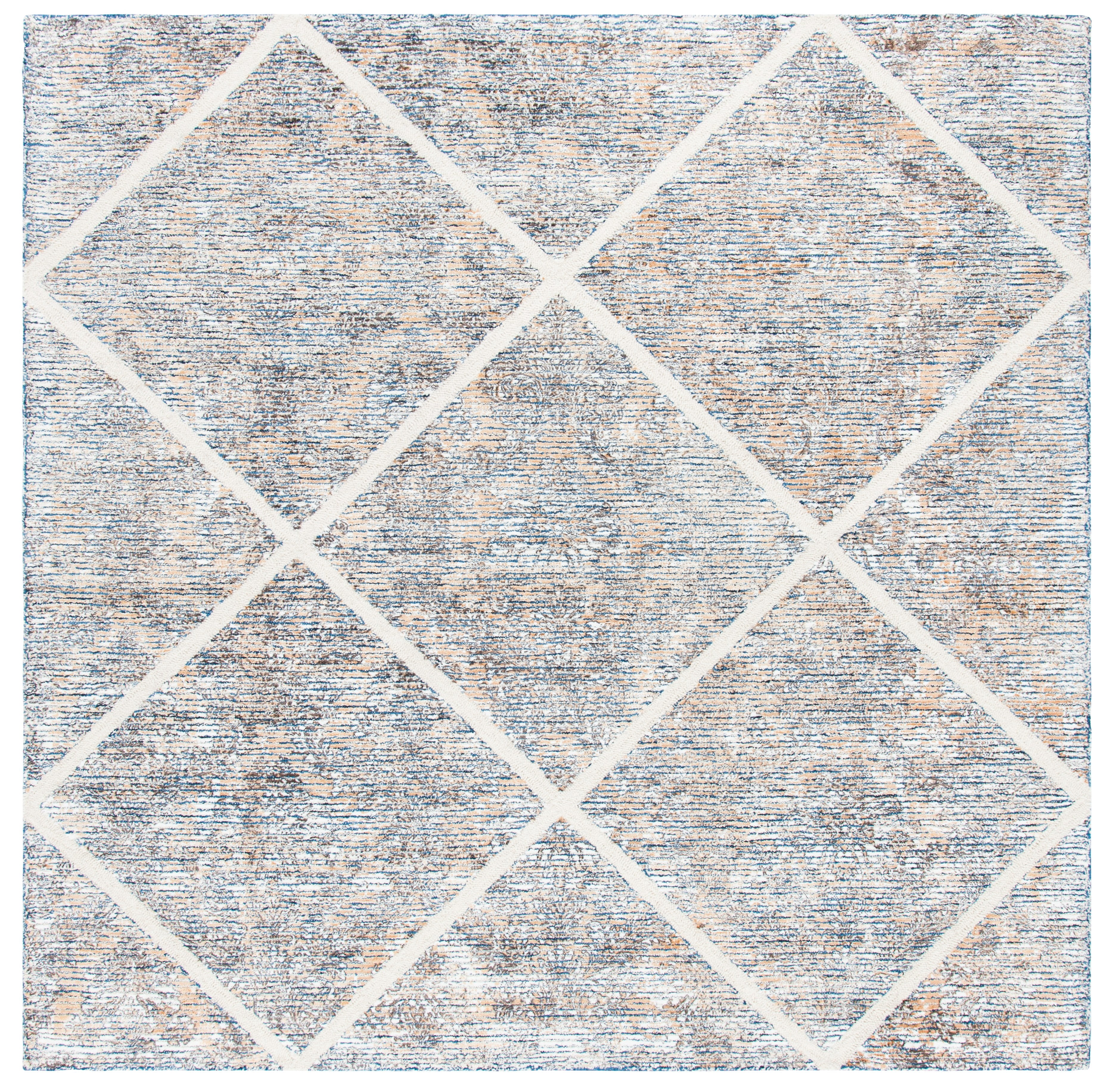 SAFAVIEH Artistry Linda Trellis Area Rug, Ivory/Gold, 7' x 7' Square