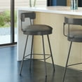thumbnail image 5 of Amisco Monza 26 In. Swivel Counter Stool - Dark Grey Polyurethane / Dark Grey Metal, 5 of 9