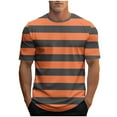 thumbnail image 2 of PNTUTB Men's Fashion Stripes Color-blocked Crew Neck Short Sleeve Casual Athletic Comfort Loose T-shirts, 2 of 6
