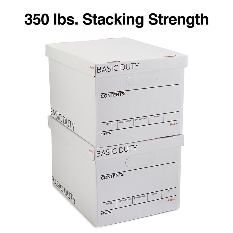 Staples Corrugated File Storage Boxes, White/Black, 20-Pack photo 6