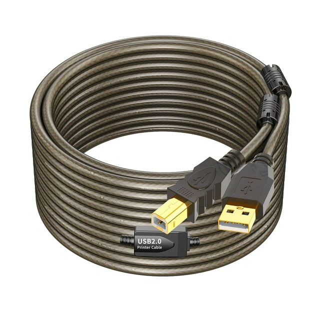 Printer Cable 30ft, USB 2.0 Type A to Type B Printer Cord, Scanner Cord, High Speed Active USB Printer