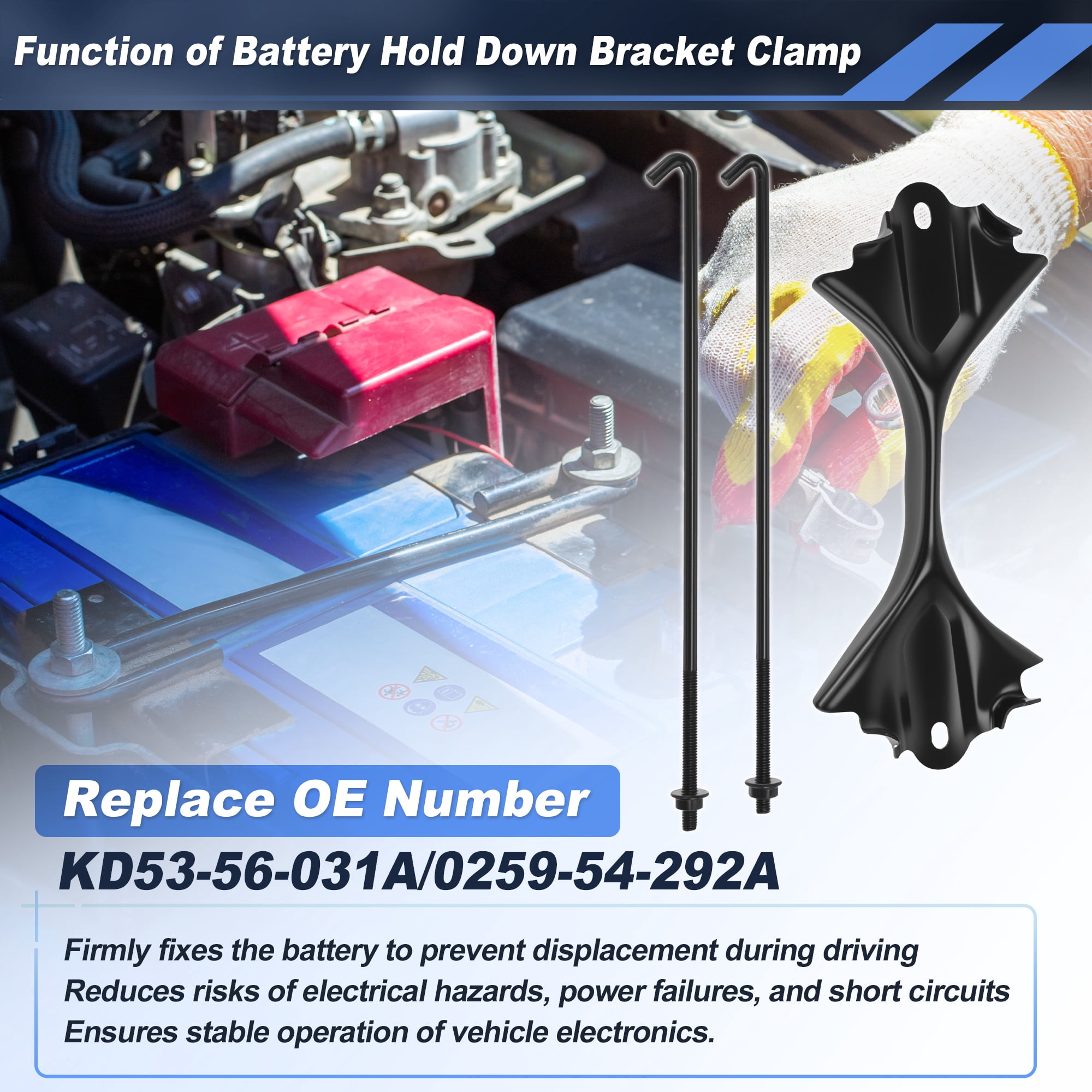 Unique Bargains Car Battery Hold Down Bracket with J Bolt for Mazda3 CX-3 CX-5 CX-9