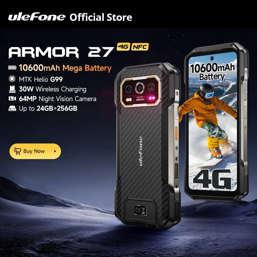 Ulefone Armor 27 4G 10600mAh Rugged Phone 24GB 256GB Android 14 Smartphone,Armor 27 4G